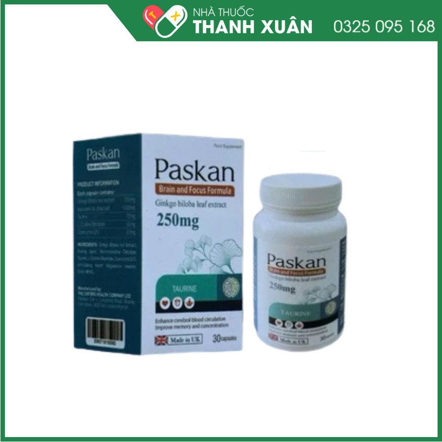 Paskan 250mg hỗ trợ tăng cường tuần hoàn máu não